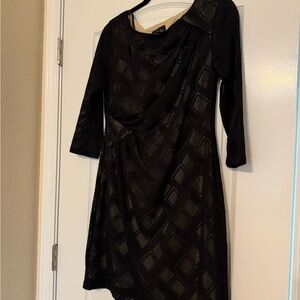 AUW Black Textured Long Sleeve Dress